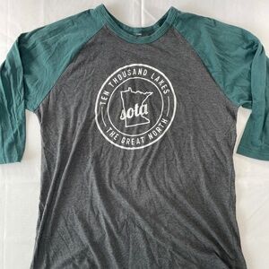 Sota Clothing Minnesota Raglan Ten Thousand Lakes Graphic T-Shirt - Size XL